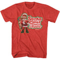 Red Heather Santa Claus Is Comin' to Town t-shirt featuring a Kris and Logo design