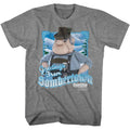Graphite Heather Santa Claus Is Comin' to Town t-shirt featuring a Greetings from Sombertown design