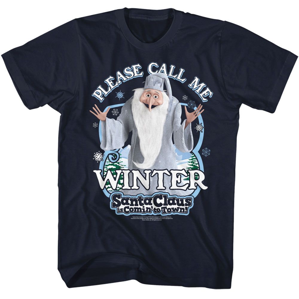 Navy Santa Claus Is Comin' to Town t-shirt featuring a Winter Warlock design