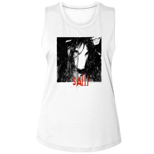 Saw Ladies Muscle Tank - Pig Mask