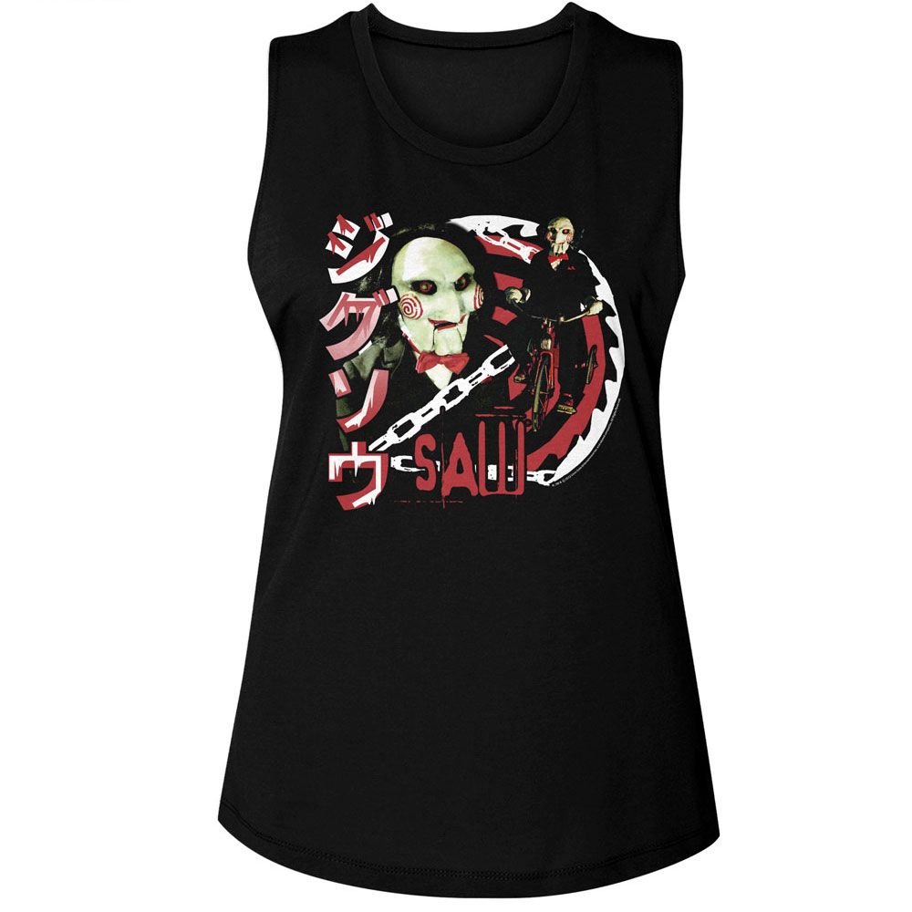 Saw Ladies Muscle Tank - Jigsaw JPN Text