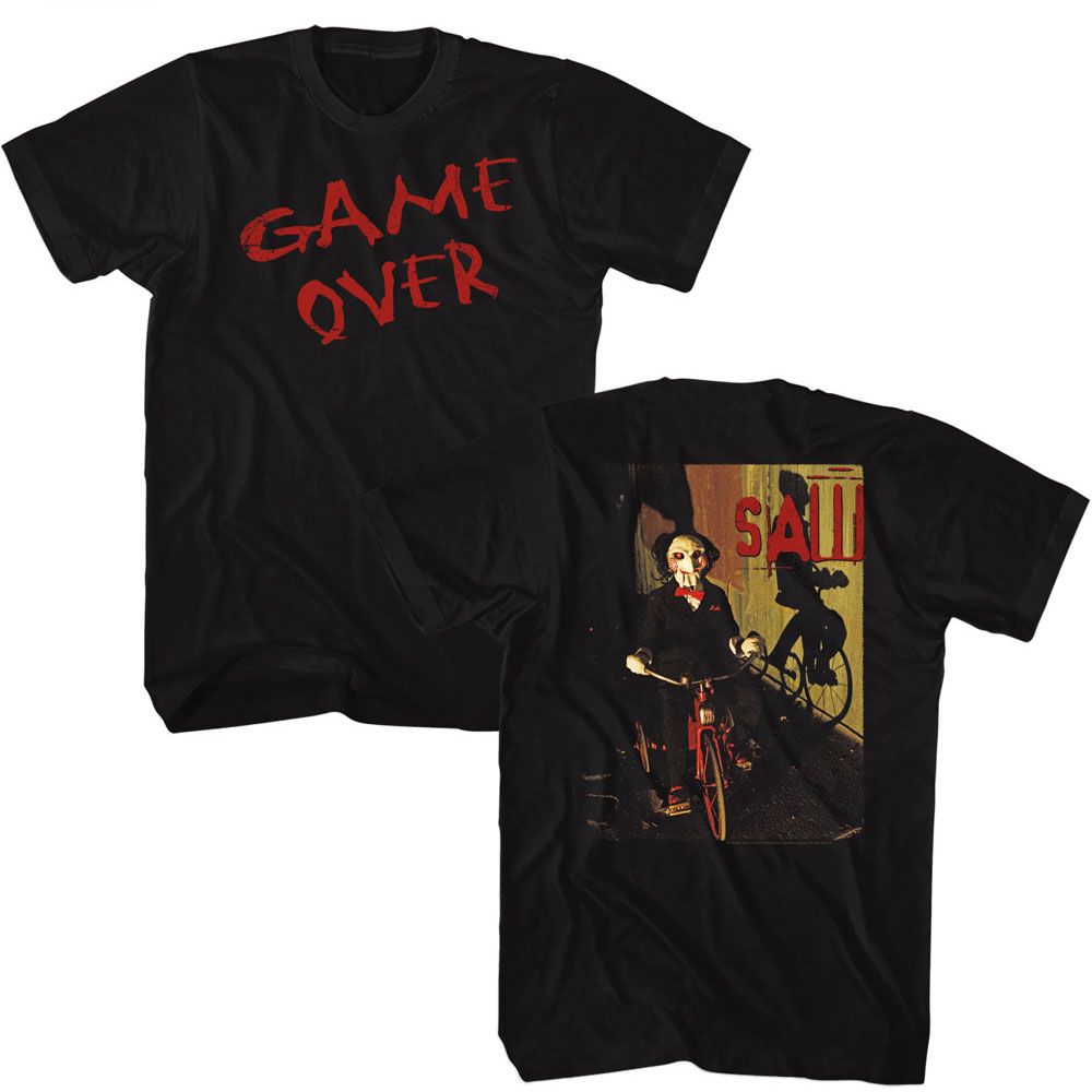Black Saw t-shirt featuring a Game Over design
