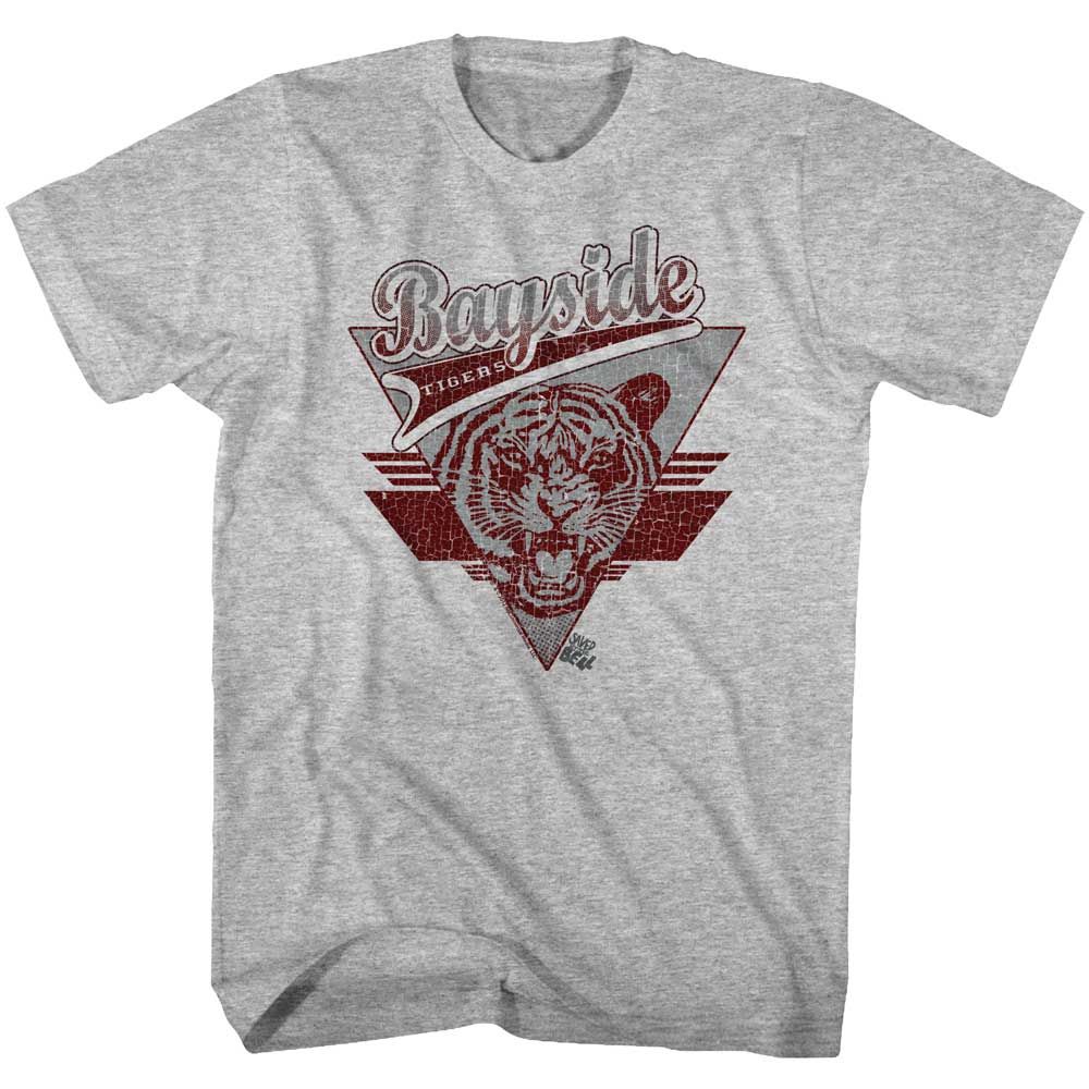 Gray Heather Saved by the Bell t-shirt featuring a Tiger Pride design