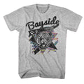 Gray Heather Saved by the Bell t-shirt featuring an Aztec Tigers design