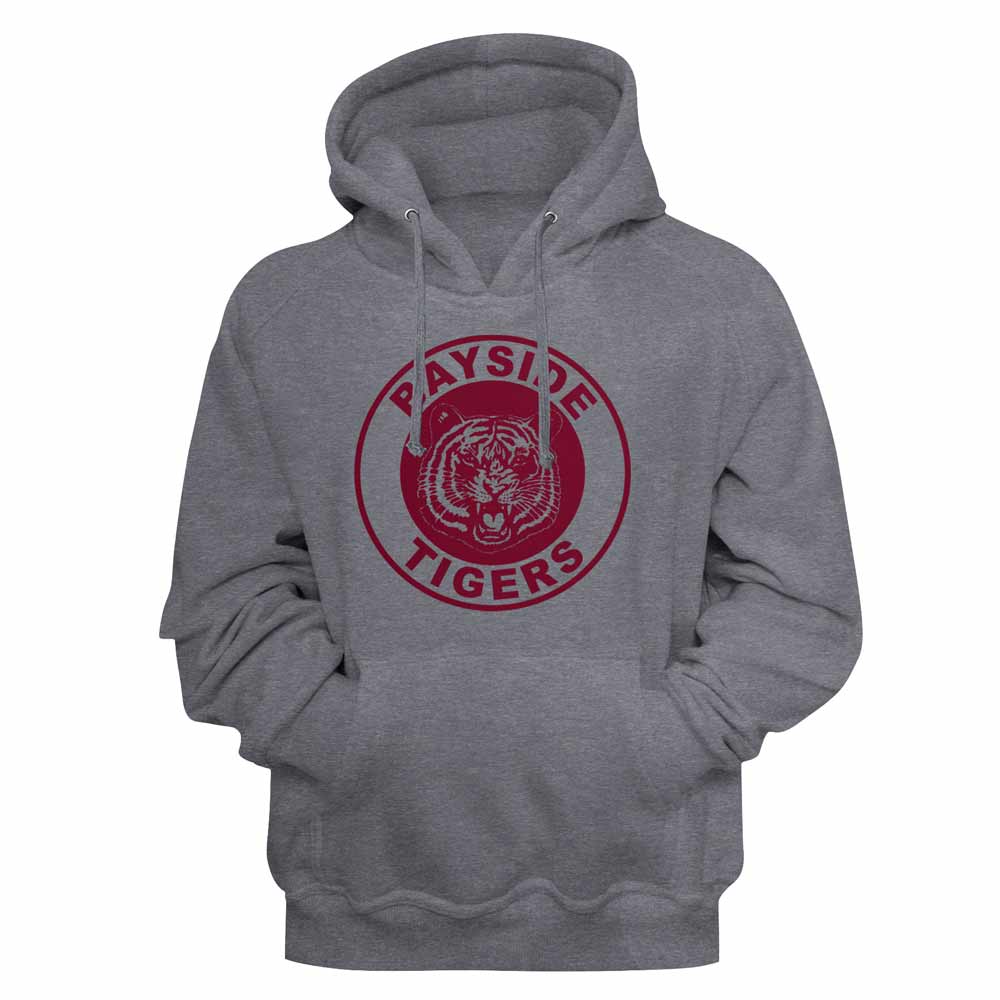 Gunmetal heather Saved by the Bell pullover hoodie featuring a Bayside Tigers design