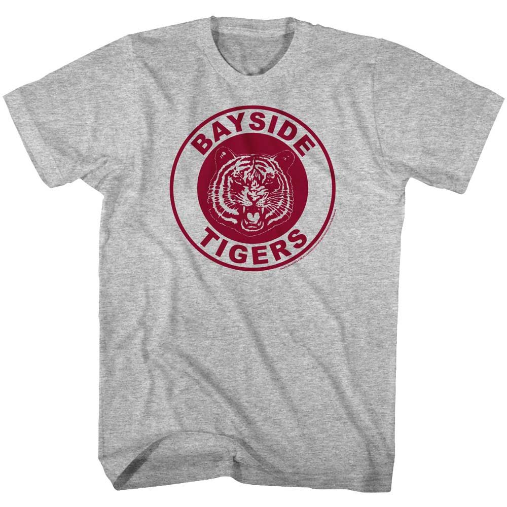 Gray Heather Saved by the Bell t-shirt featuring a Bayside Tigers design