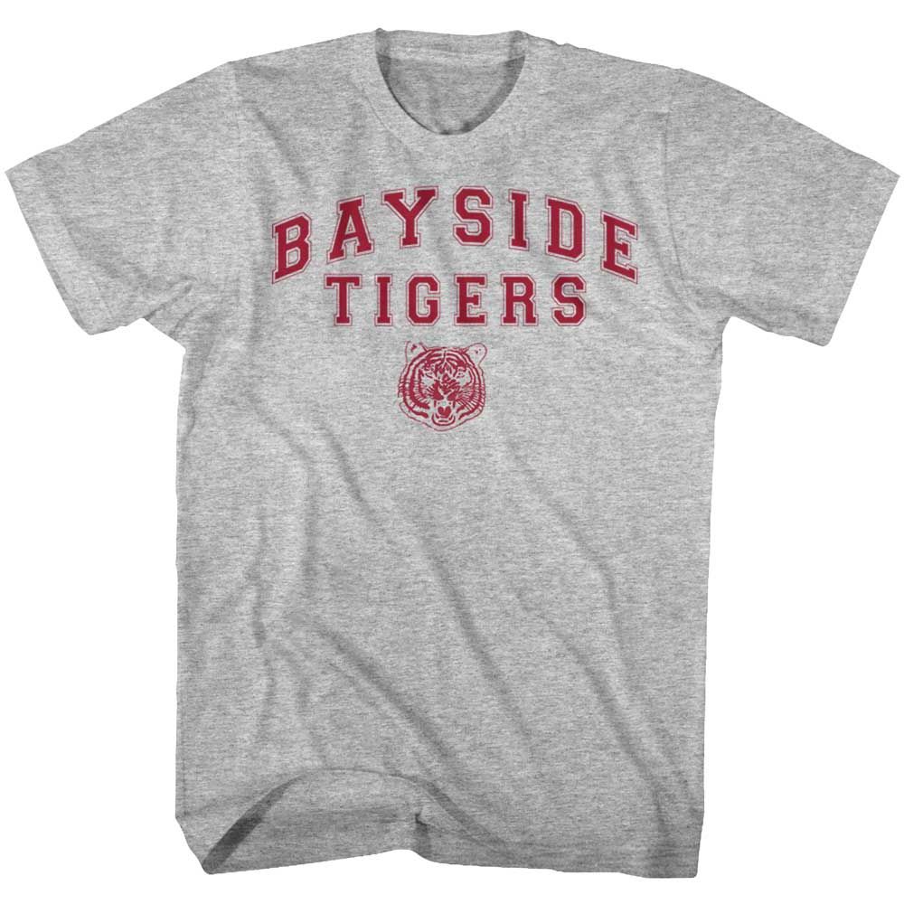 Gray Heather Saved by the Bell t-shirt featuring a Bayside Tigers design