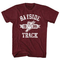 Vintage Maroon Heather Saved by the Bell t-shirt featuring a Bayside Track design