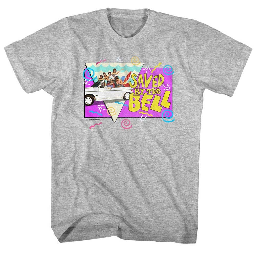 Gray Heather Saved by the Bell t-shirt featuring a Saved by the Bell Beach Party design