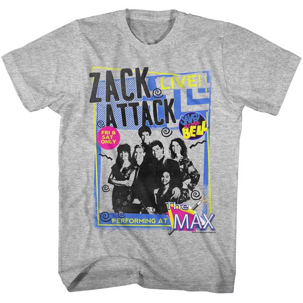 Gray Heather Saved by the Bell t-shirt featuring a Zack Attack design