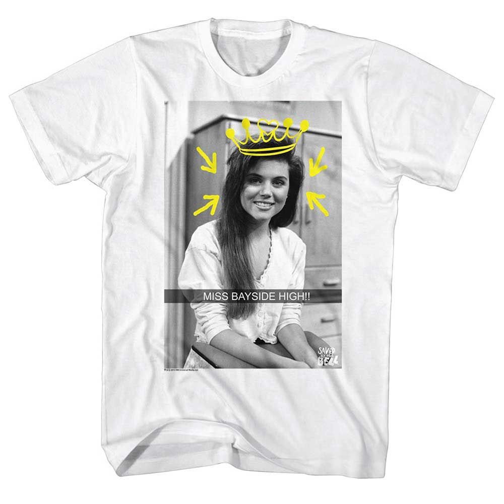 White Saved by the Bell t-shirt featuring a Miss Bayside design