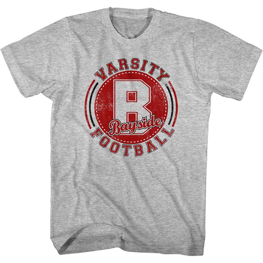Gray Heather Saved by the Bell t-shirt featuring a Varsity Football design