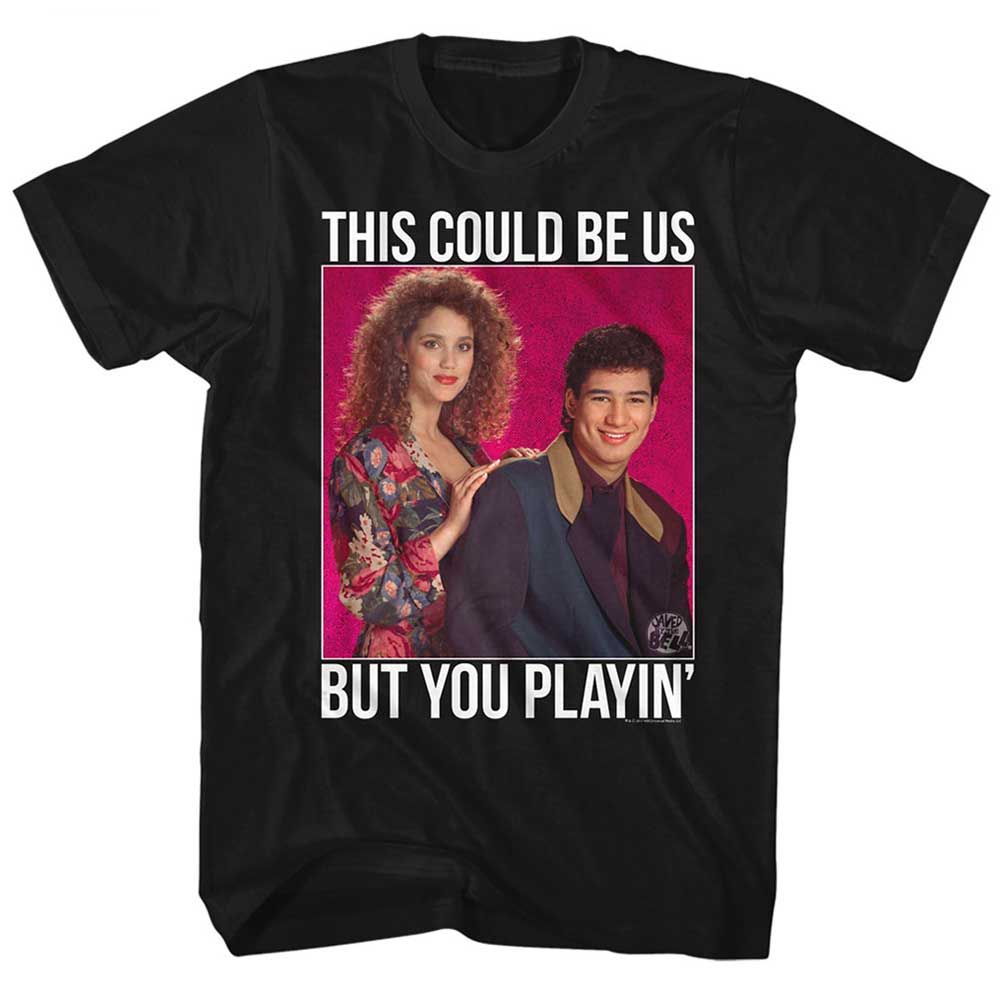 Black Saved by the Bell t-shirt featuring a Saved by the Bell Playin Dots design