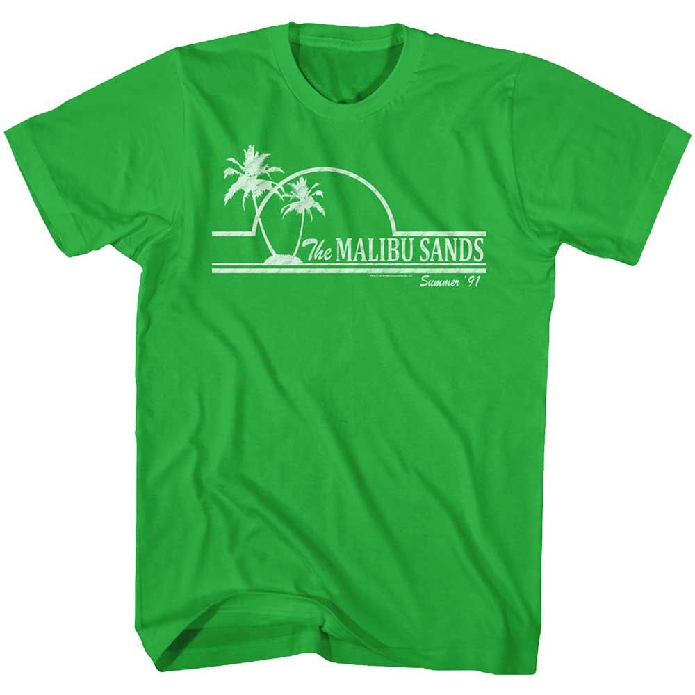 Kelly Green Saved by the Bell t-shirt featuring a Malibu Sands design