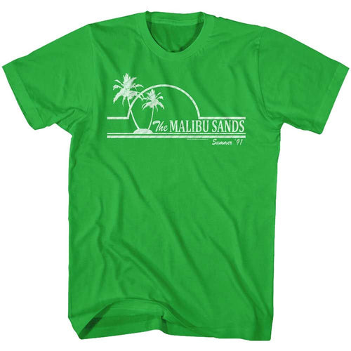 Kelly Green Saved by the Bell t-shirt featuring a Malibu Sands design
