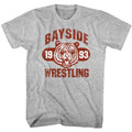 Gray Heather Saved by the Bell t-shirt featuring a Bayside Wrestling design