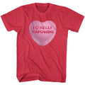 Red Heather Saved by the Bell t-shirt featuring a Kelly candy heart design