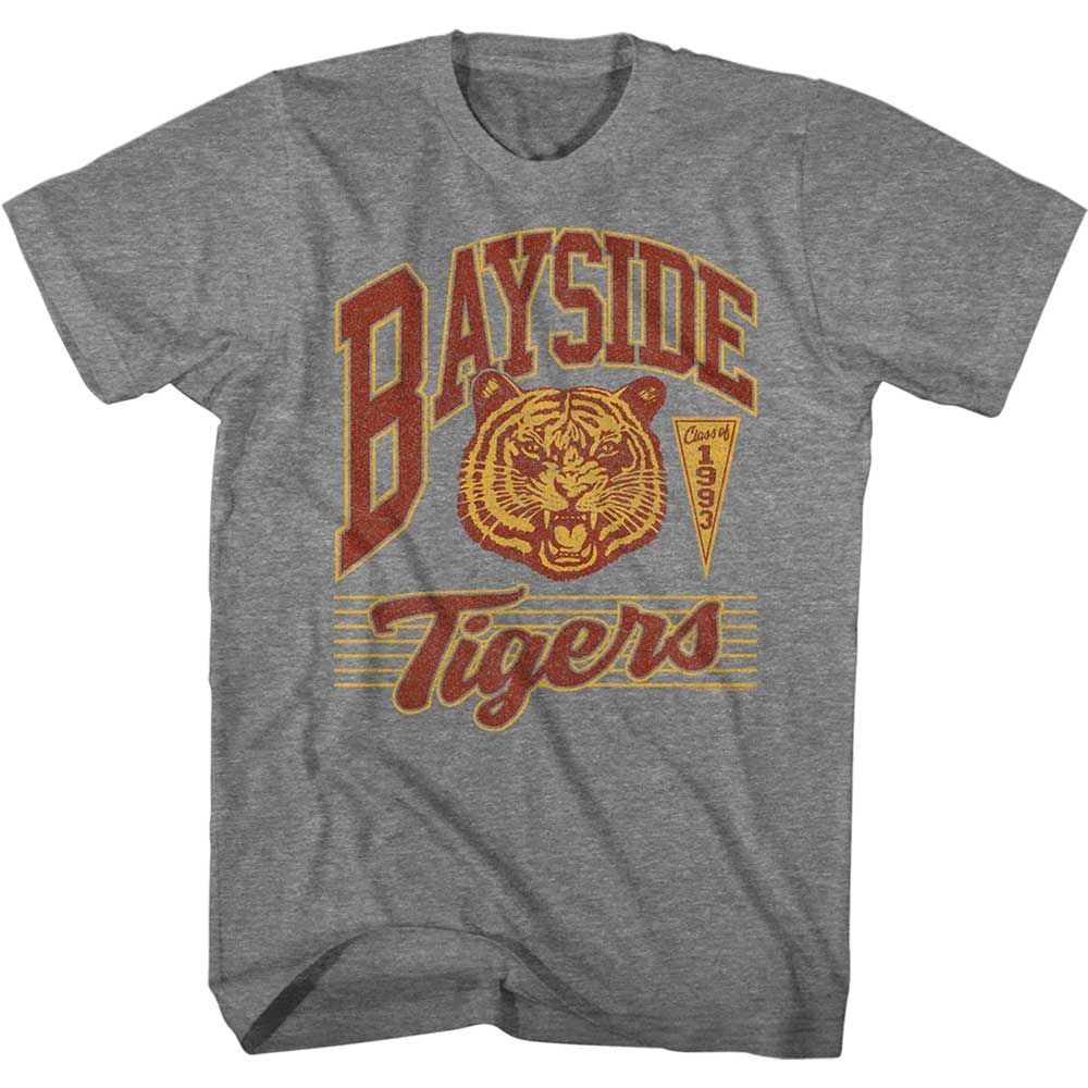 Graphite Heather Saved by the Bell t-shirt featuring a Bayside Tigers design