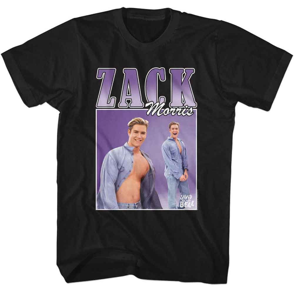 Black Saved by the Bell t-shirt featuring a Zack 90s design