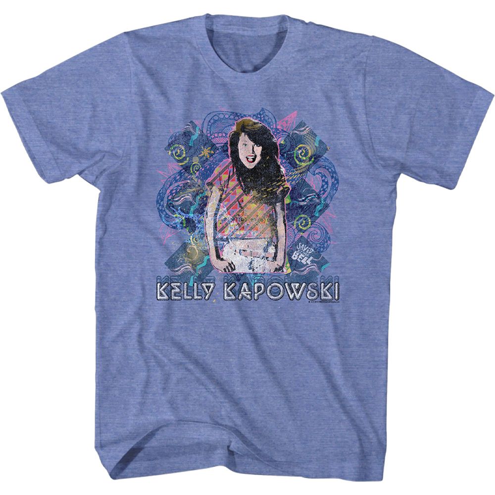 Light Blue Heather Saved by the Bell t-shirt featuring a retro Kapowski design