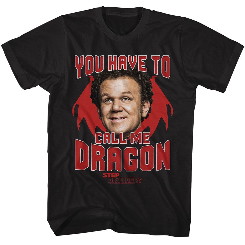 Black Step Brothers t-shirt featuring a Step Brothers Step Brothers Dragon design