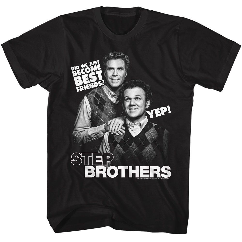 Black Step Brothers t-shirt featuring a Step Brothers Step Brothers Best Friends Quote design