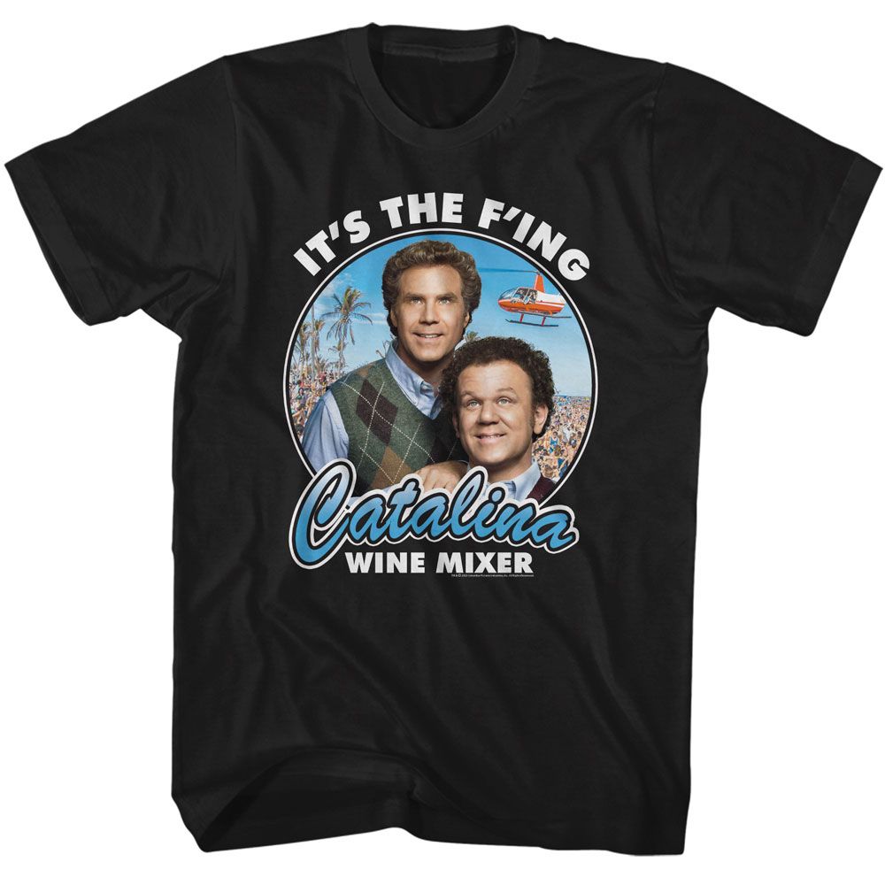 Black Step Brothers t-shirt featuring a Step Brothers Step Brothers F Ing Wine Mixer design