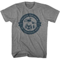 Graphite Heather Step Brothers t-shirt featuring a Catalina Wine Mixer circle design