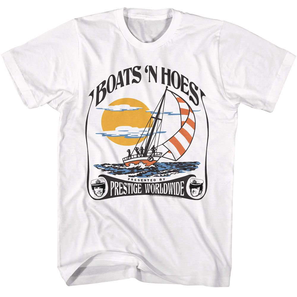 White Step Brothers t-shirt featuring a Step Brothers Step Brothers Boats N Presented by design