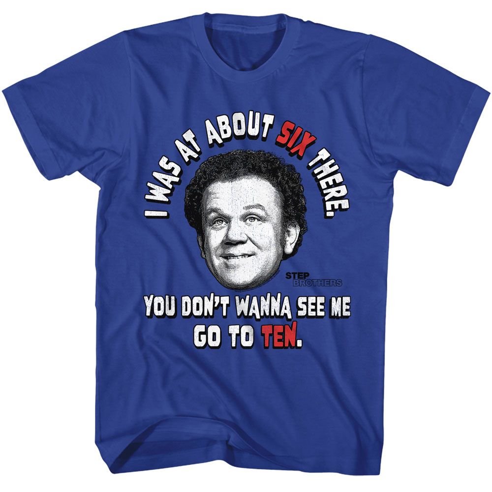 Royal Blue Step Brothers t-shirt featuring a Step Brothers Step Brothers Go to Ten design