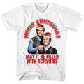 White Step Brothers t-shirt featuring a Step Brothers Step Brothers Merry Activities design