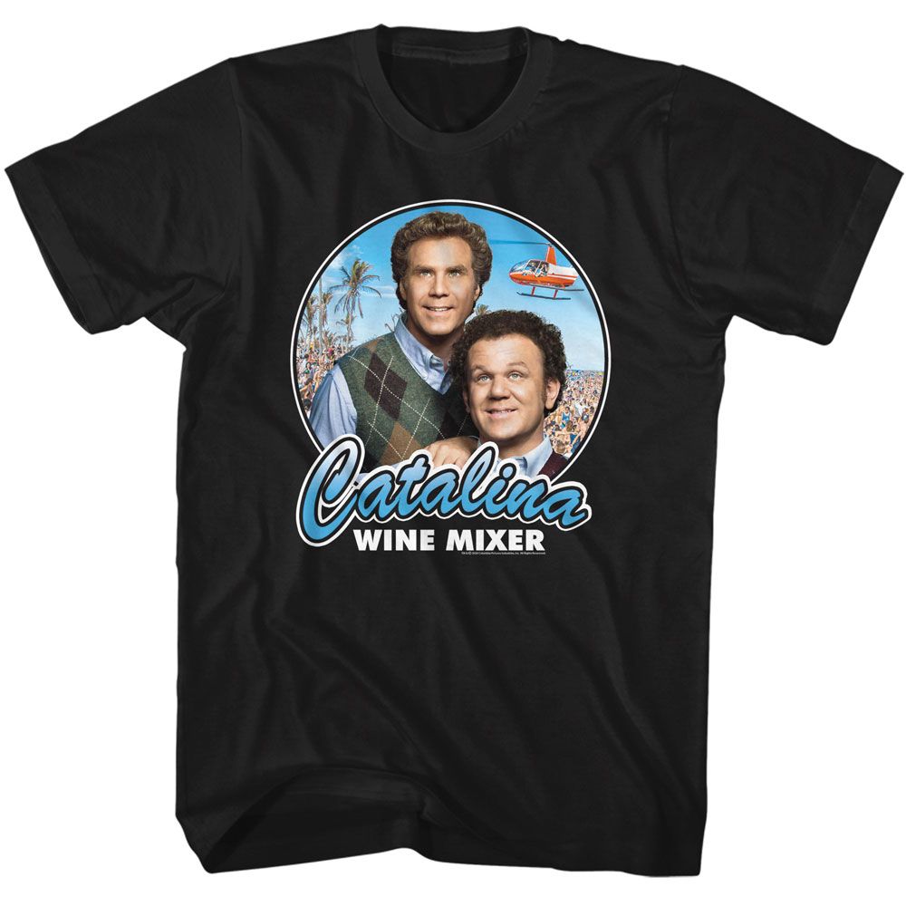 Black Step Brothers t-shirt featuring a Catalina Wine Mixer design