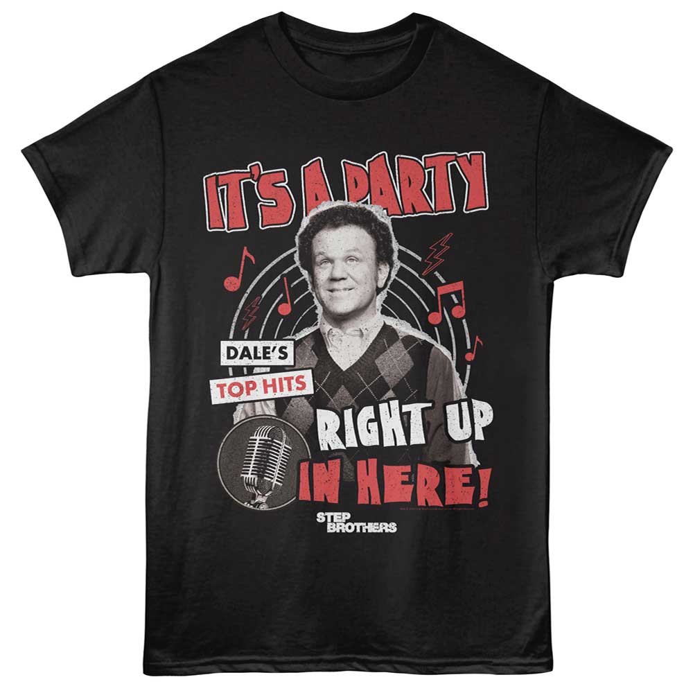 Black Step Brothers t-shirt featuring a Step Brothers Step Brothers Party design