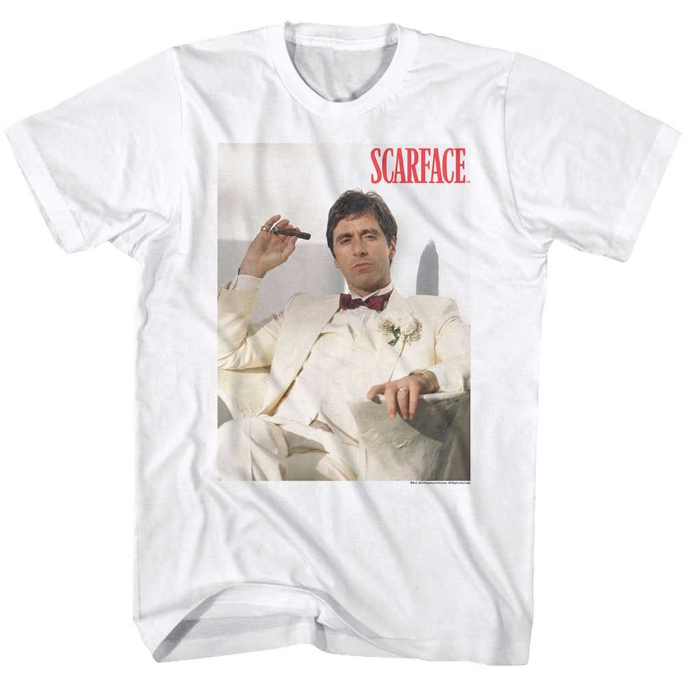White Scarface t-shirt featuring a Scarface Chillin design