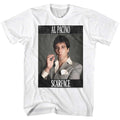 White Scarface t-shirt featuring an Al Pacino design