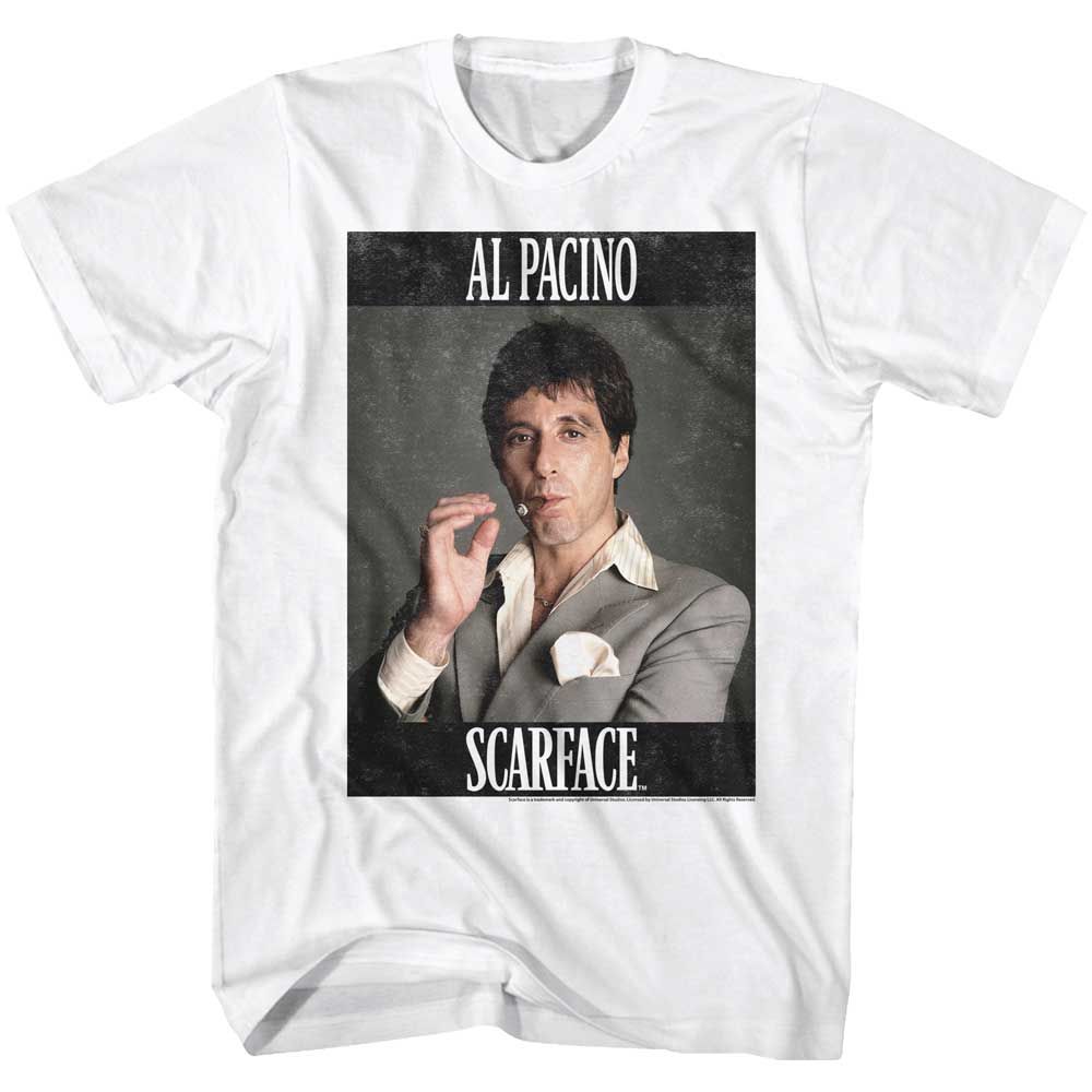 White Scarface t-shirt featuring an Al Pacino design