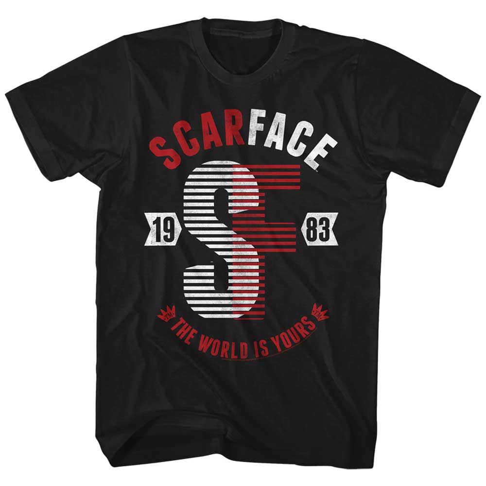 Black Scarface t-shirt featuring a Scarface Sf design