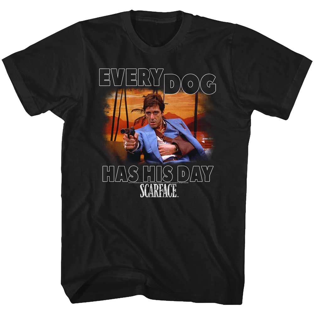 Black Scarface t-shirt featuring a Scarface Every Dog design