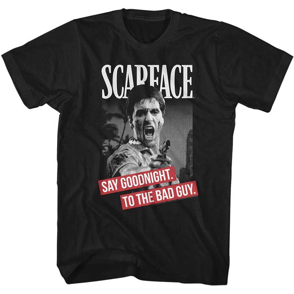 Black Scarface t-shirt featuring a Scarface Say Goodnight design