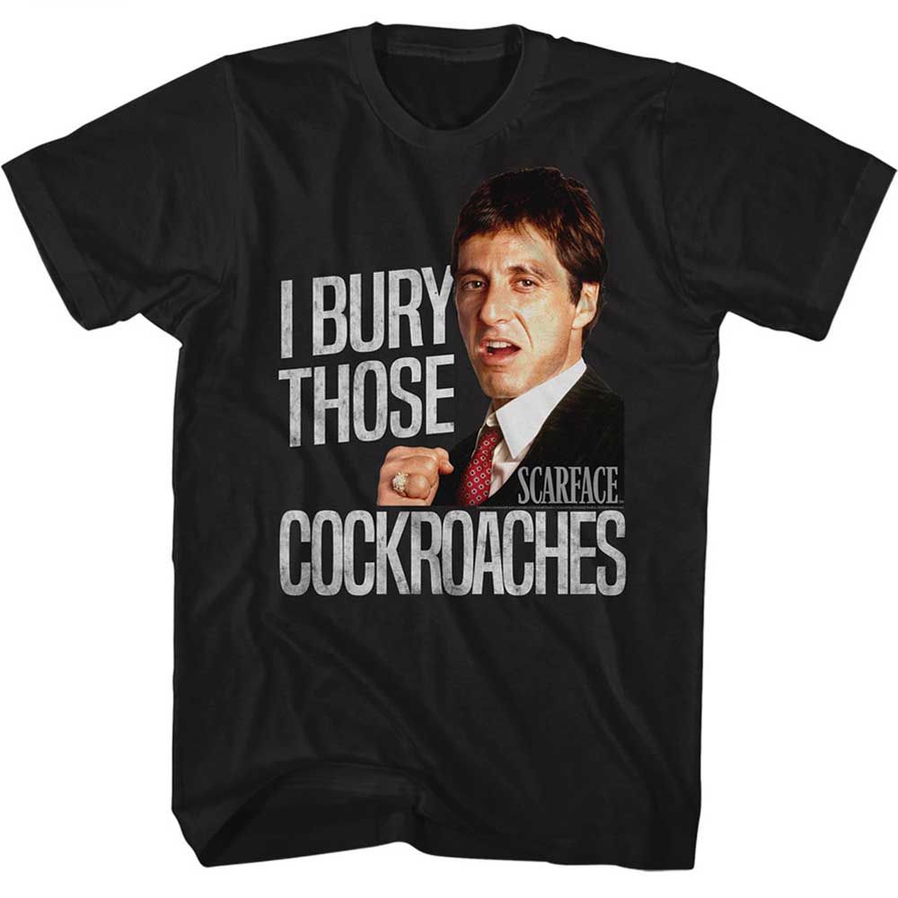 Black Scarface t-shirt featuring a Scarface I Bury design