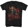 Black Scarface t-shirt featuring a Say Hello to My Little Friend design