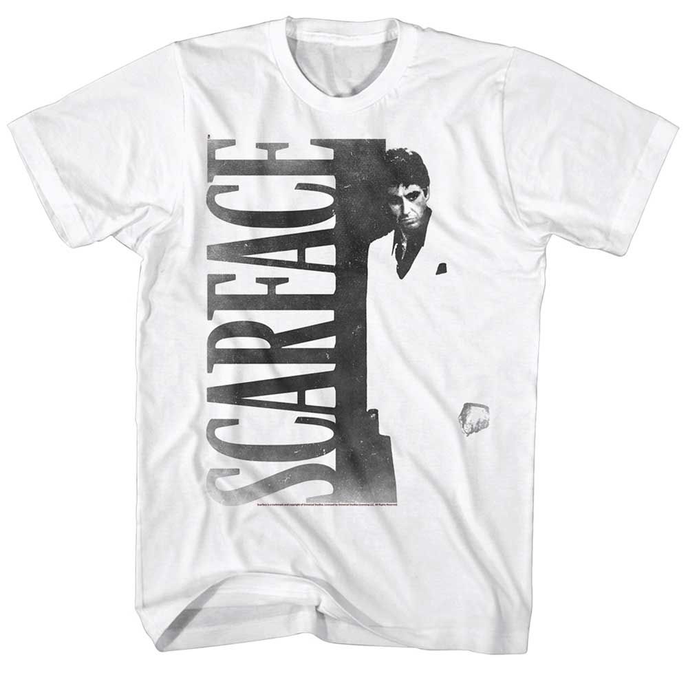 White Scarface t-shirt featuring a Scarface Sf2 design