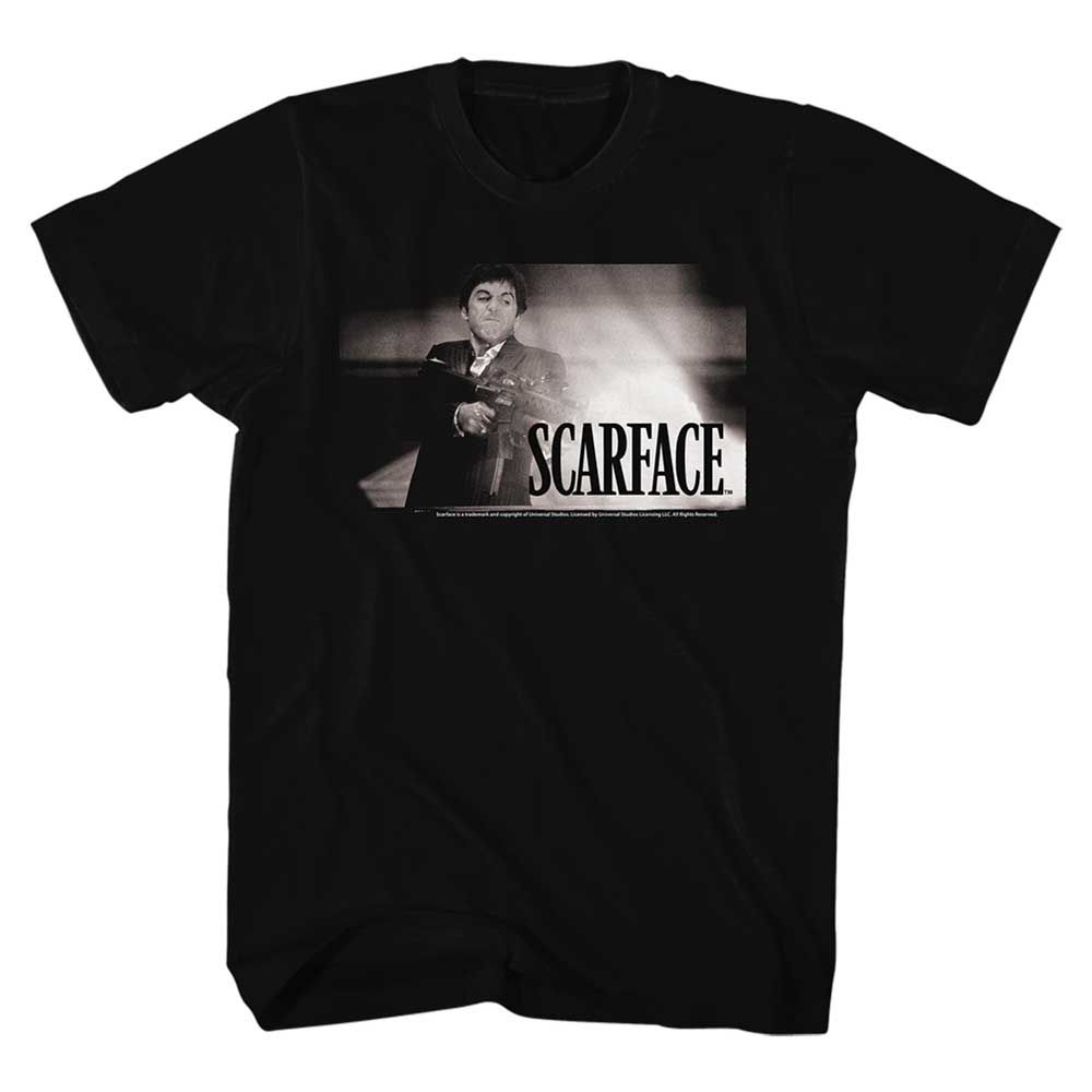 Black Scarface t-shirt featuring a Scarface Whtfire design
