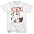 White Scarface t-shirt featuring a Scarface Da World design