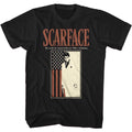 Black Scarface t-shirt featuring a Scarface Scarfacewithflag design