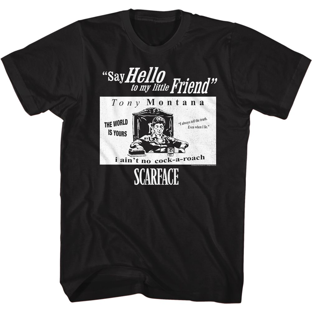 Black Scarface t-shirt featuring a Scarface Sf Quotes design