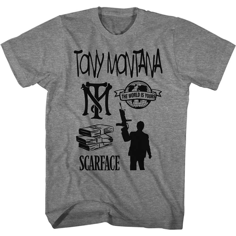 Graphite Heather Scarface t-shirt featuring a Scarface Tomymontanaandfriends design