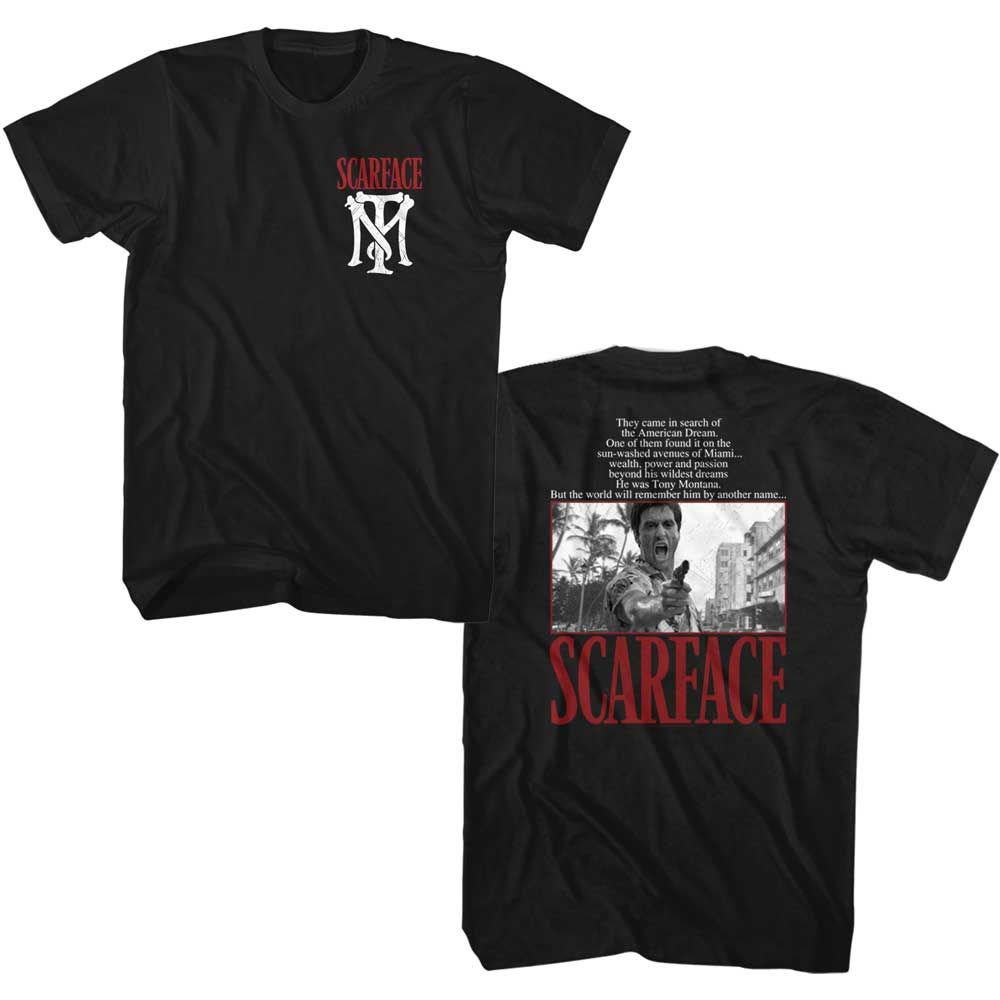 Black Scarface t-shirt featuring a Scarface Other Name Scarface design