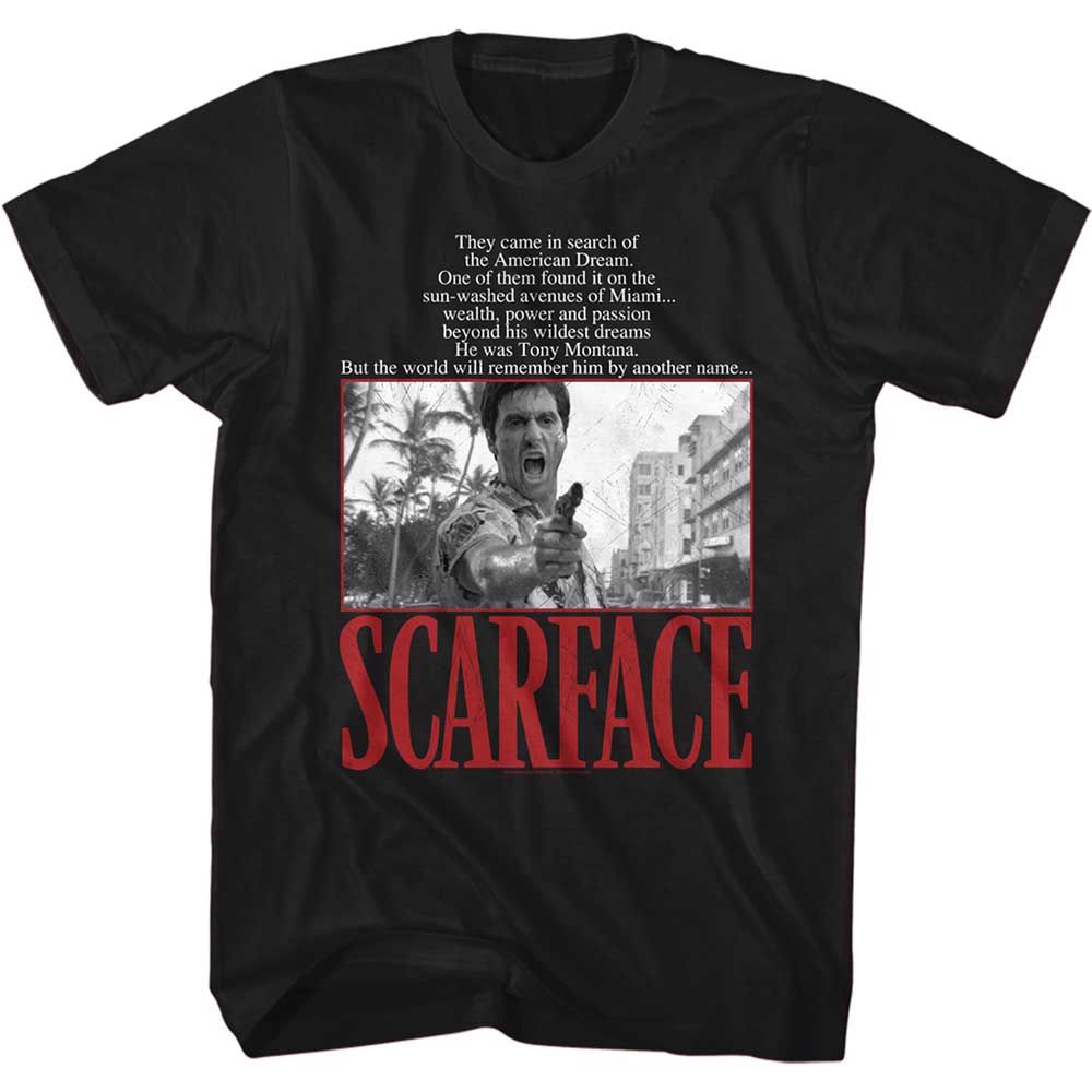 Black Scarface t-shirt featuring a Scarface American Dream Quote design