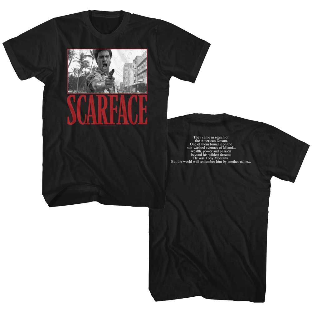 Black Scarface t-shirt featuring a Scarface Other Name Scarface design